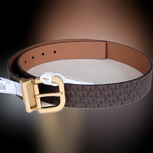 🆕️Michael Kors Twist Reversable Belt Monogram Logo Gold Buckle MED - Picture 5 of 11